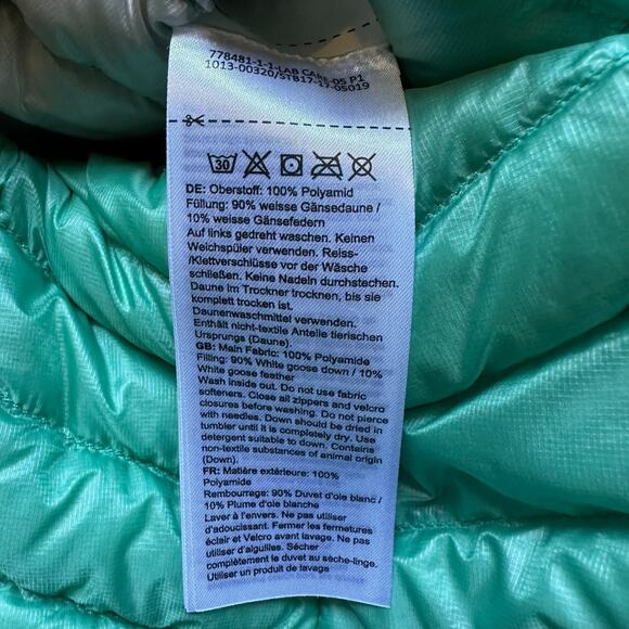MAMMUT Teal Gray Two Tone Broad Peak Light IN Puffer Jacket Pertex Women's XL - Picture 4 of 6